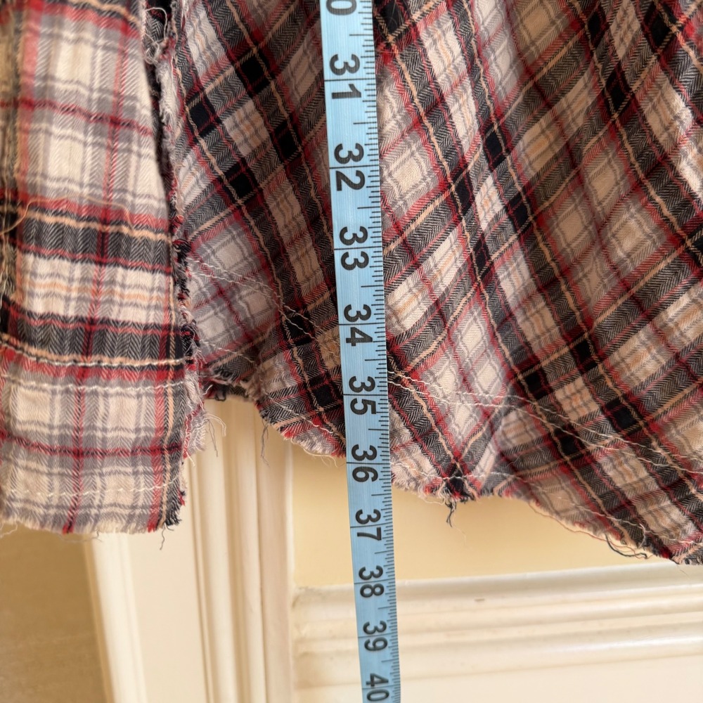 Free People Deep In Thought Plaid Frayed Maxi Skirt Tie Waist Boho Grunge Size 6 - Picture 8 of 12